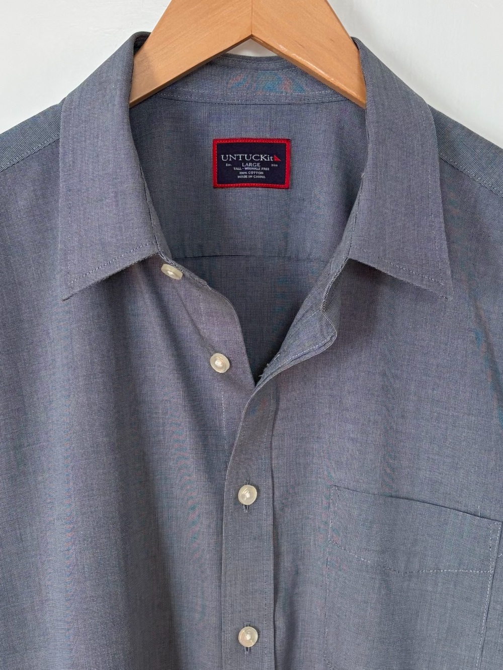 UNTUCKit Men’s Size L Tall Long Sleeve Wrinkle Free Button Down Shirt